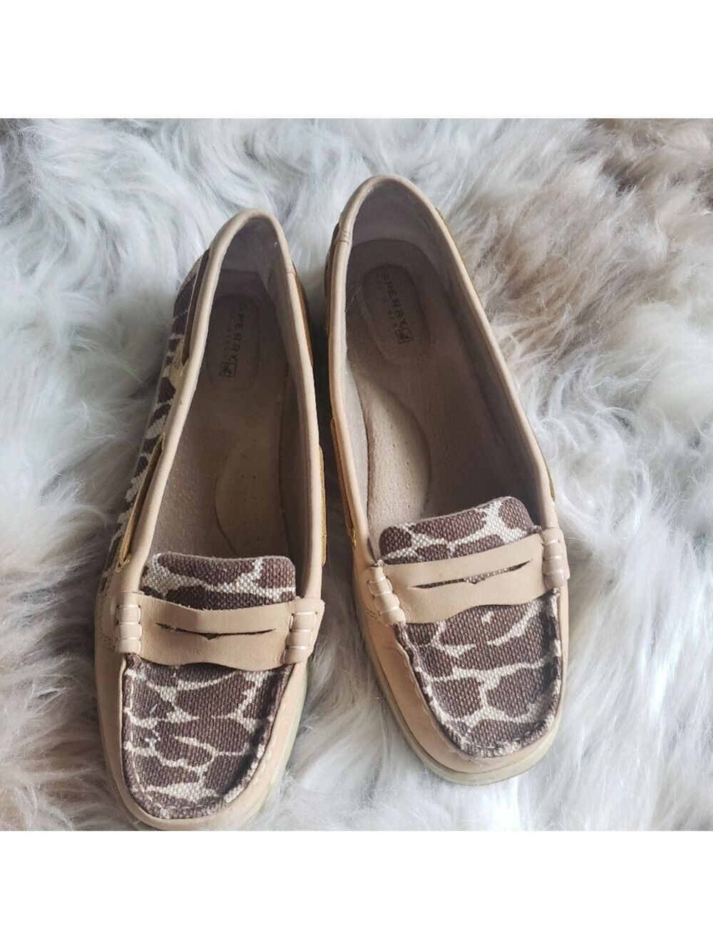 Sperry Angelfish Giraffe Print Tan Gold